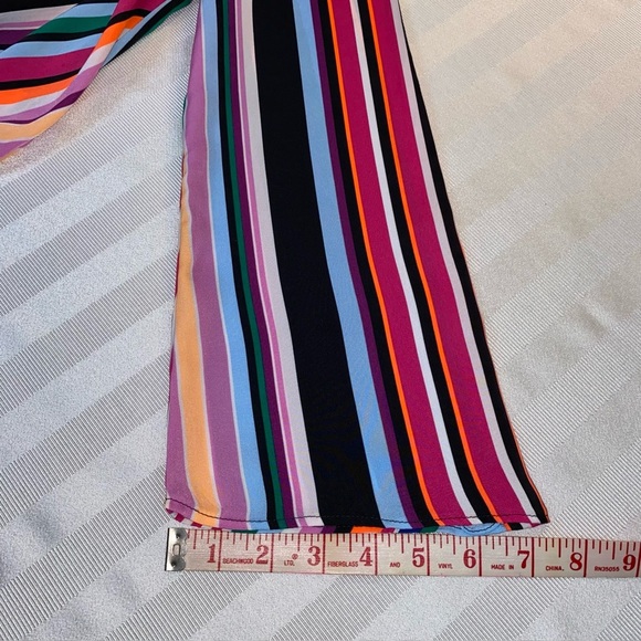 EXPRESS Colorful Cropped Striped V-Neck Faux Wrap Tie Front Blouse Sz XS - Picture 8 of 15